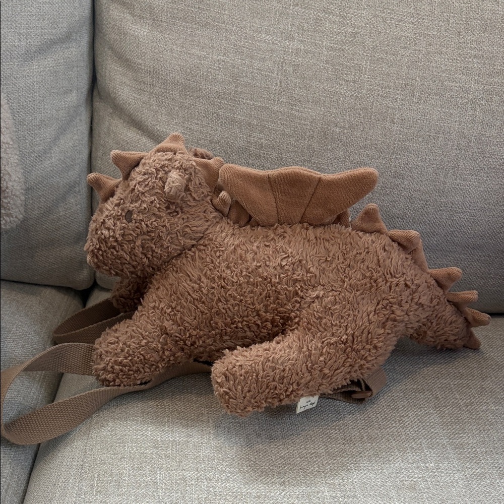 Plush Brown Dinosaur Kids Backpack
